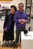 Purple! seemed to be the color of the night. Handbags by Jeffrey Levinson....gallery director Bruce Hoffman
